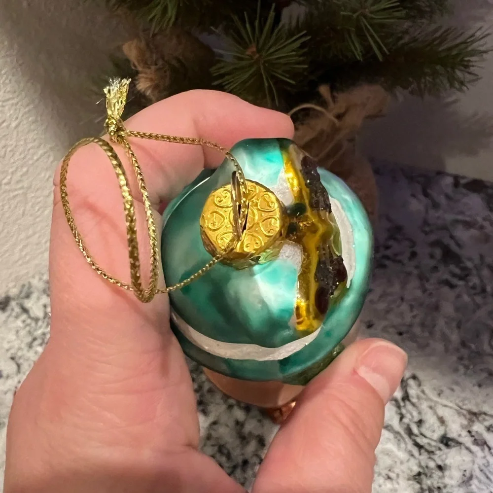 Fisherman Blown Glass Christmas Ornament Trout Creel Catch of Day Fish